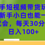 快手短视频带货玩法，新手小白也能一看就会，每天30分钟日入100+-梦帆创业网