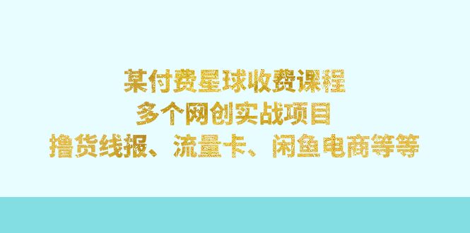 某付费星球课程：多个网创实战项目，撸货线报、流量卡、闲鱼电商等等-梦帆创业网