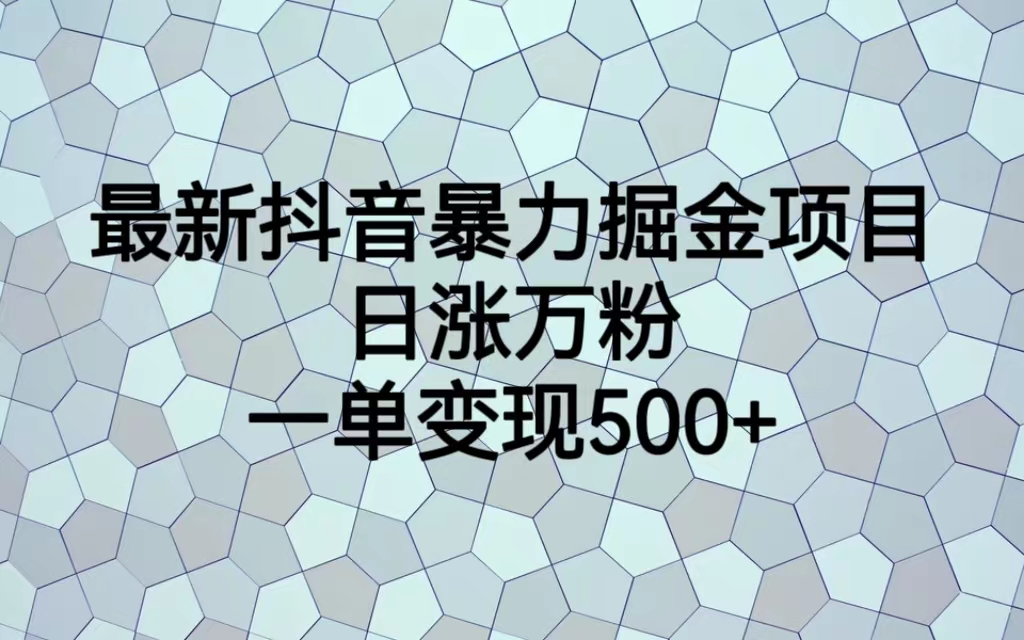 最新抖音暴力掘金项目，日涨万粉，一单变现500+-梦帆创业网