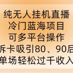 纯无人挂JI直播，冷门蓝海项目，可多平台操作，拆卡吸引80、90后，单场轻松过千收入【揭秘】-梦帆创业网