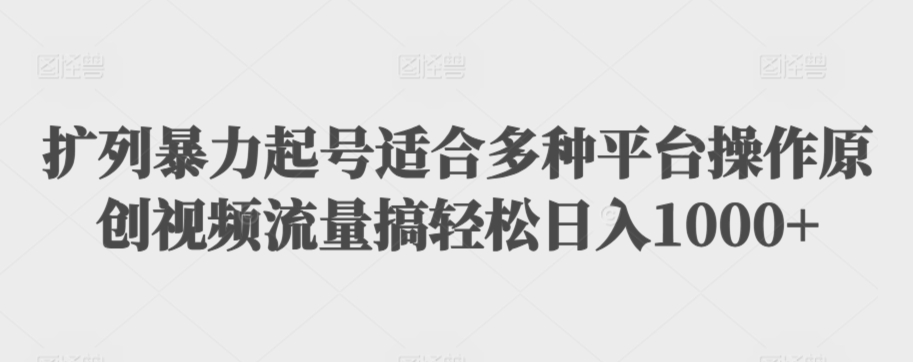 扩列暴力起号适合多种平台操作原创视频流量搞轻松日入1000+-梦帆创业网