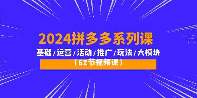 （10019期）2024拼多多系列课：基础/运营/活动/推广/玩法/大模块（62节视频课）-梦帆创业网