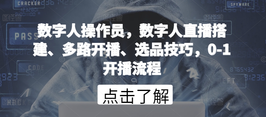 数字人操作员，数字人直播搭建、多路开播、选品技巧，0-1开播流程-梦帆创业网