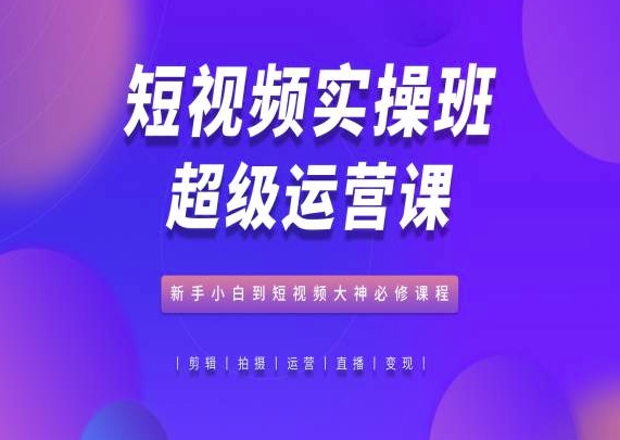 短视频实操班超级运营课，新手小白到短视频大神必修课程-梦帆创业网