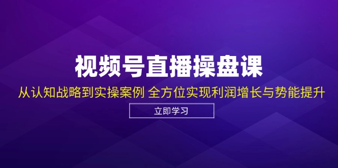 视频号直播操盘课，从认知战略到实操案例 全方位实现利润增长与势能提升-梦帆创业网
