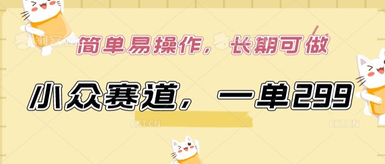 小众赛道，一单299.简单易操作，长期可做-梦帆创业网