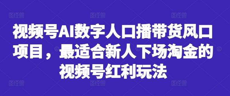 视频号AI数字人口播带货风口项目，最适合新人下场淘金的视频号红利玩法-梦帆创业网