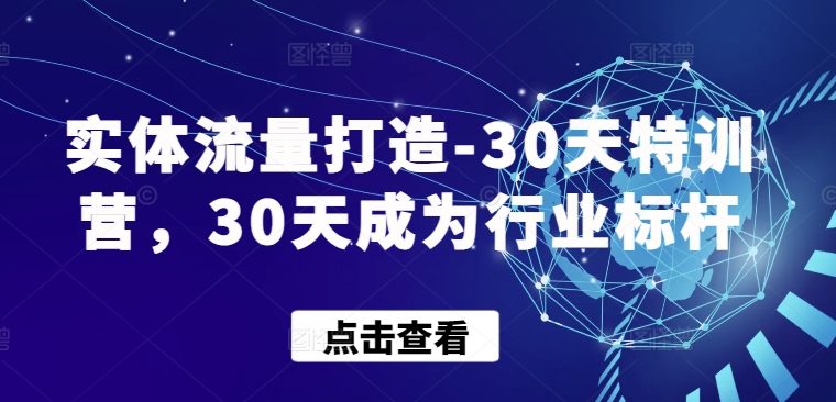 实体流量打造-30天特训营，30天成为行业标杆-梦帆创业网