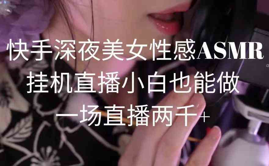 （9243期）快手深夜美女性感ASMR挂机直播，小白也能做，一场直播两千+-梦帆创业网