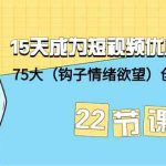 15天成为短视频优质创作者+75大（钩子情绪欲望）创作爆款方法-22节课-梦帆创业网