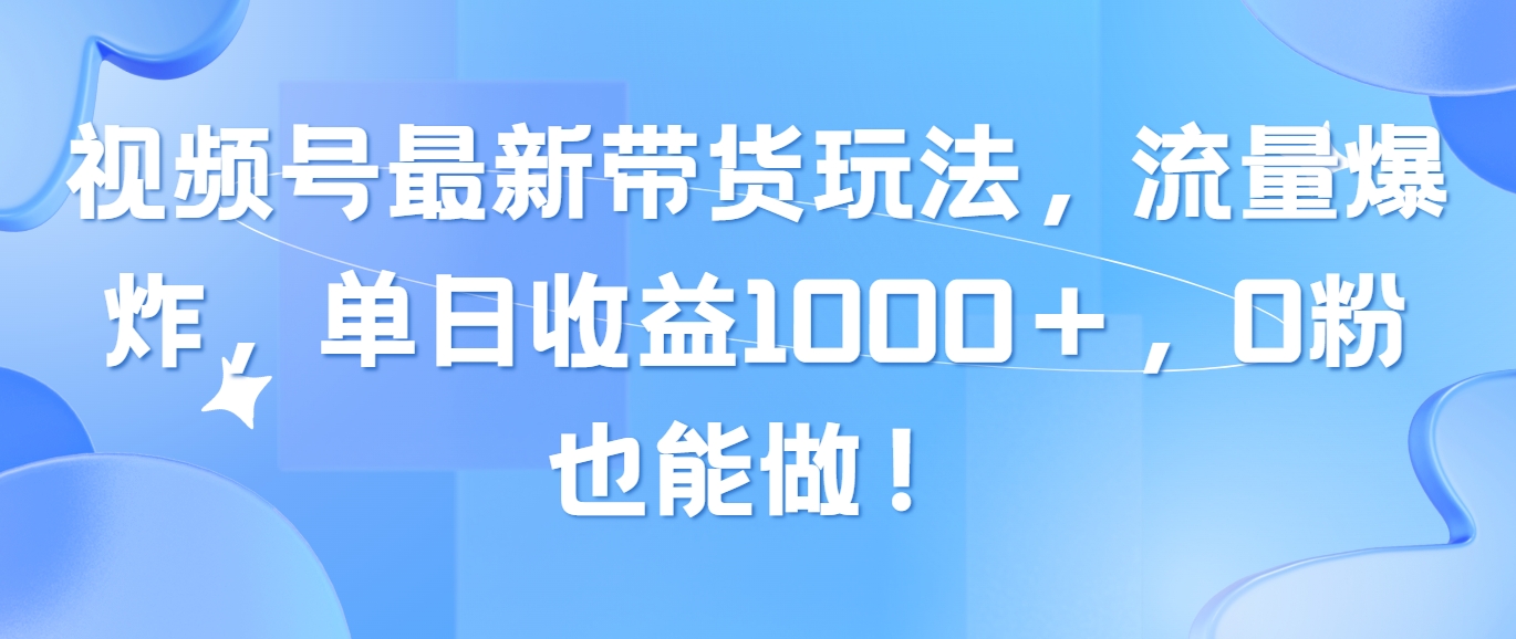 （10858期）视频号最新带货玩法，流量爆炸，单日收益1000＋，0粉也能做！-梦帆创业网