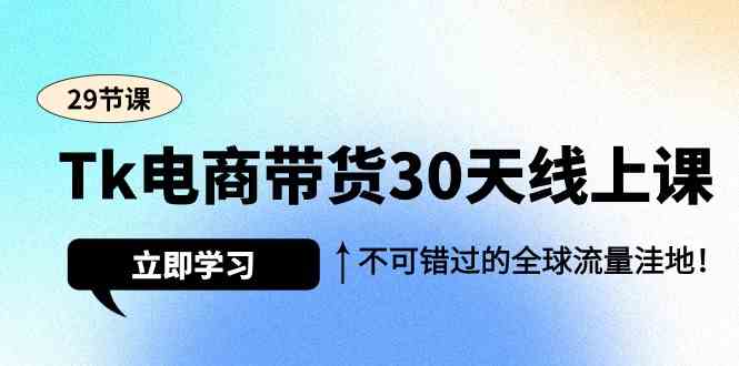 Tk电商带货30天线上课，不可错过的全球流量洼地（29节课）-梦帆创业网