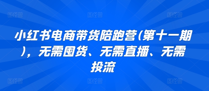 小红书电商带货陪跑营(第十一期)，无需囤货、无需直播、无需投流-梦帆创业网
