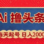 （10095期）Ai撸头条，当天起号，第二天见收益，日入2000+-梦帆创业网