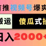 （9121期）视频号爆爽短剧推广，一键搬运，傻瓜式操作，日入2000+-梦帆创业网