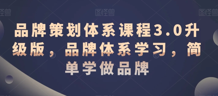 品牌策划体系课程3.0升级版，品牌体系学习，简单学做品牌-梦帆创业网