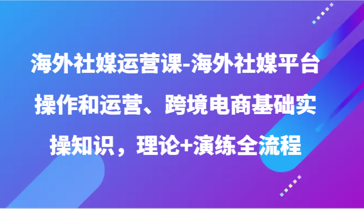 海外社媒运营课-海外社媒平台操作和运营、跨境电商基础实操知识，理论+演练全流程-梦帆创业网