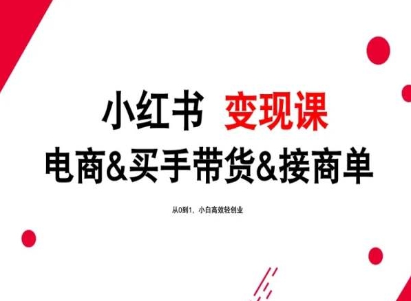 2024年最新小红书变现课，电商&买手带货&接商单，从0到1，小白高效轻创业-梦帆创业网