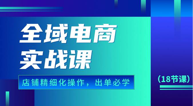 全域电商实战课，个人店铺精细化操作流程，出单必学内容（18节课）-梦帆创业网