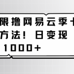 蛋仔无限撸网易云季卡接单方法！日变现1000+-梦帆创业网