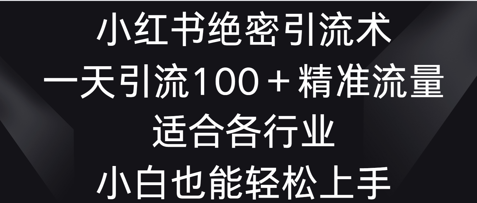 小红书绝密引流术，一天引流100＋精准流量，适合各个行业，小白也能轻松上手-梦帆创业网
