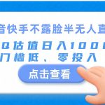 抖音快手不露脸半无人直播，给QQ估值日入1000+，门槛低、零投入-梦帆创业网