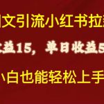 （10329期）图文引流小红书拉新一单15元，单日暴力收益5000+，小白也能轻松上手-梦帆创业网