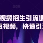 驾校短视频招生引流课，教你玩赚短视频，快速引流招生-梦帆创业网
