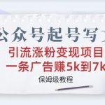 公众号起号写文、引流涨粉变现项目，一条广告赚5k到7k，保姆级教程-梦帆创业网