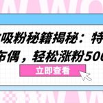 两个高效吸粉秘籍揭秘：特效加持与神奇布偶，轻松涨粉5000+-梦帆创业网