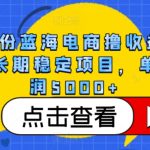 4月份蓝海电商撸收益技术，长期稳定项目，单月利润5000+-梦帆创业网