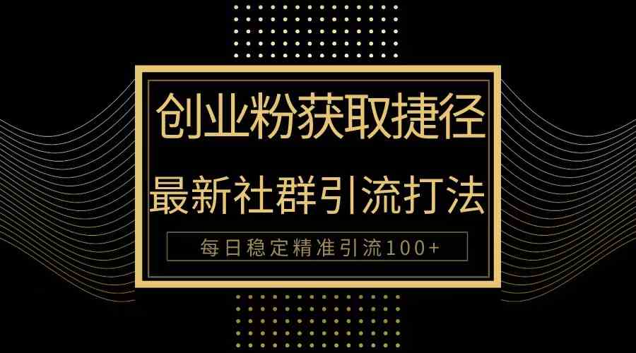 （10040期）创业粉捷径！最新被动引流方法大揭秘，实现每日100+精准引流-梦帆创业网