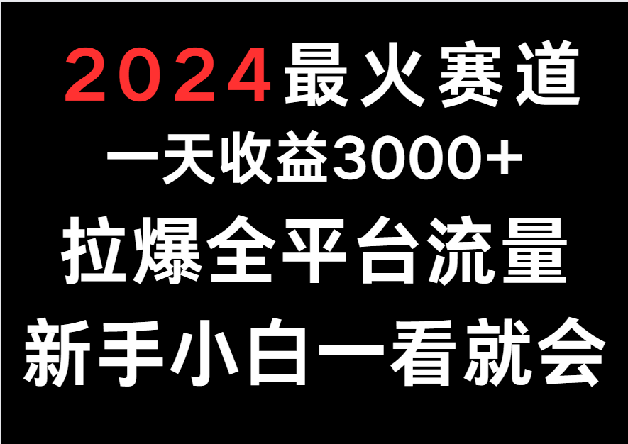 2024最火赛道，一天收一3000+.拉爆全平台流量，新手小白一看就会-梦帆创业网