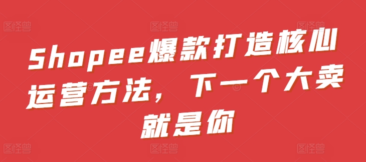 Shopee爆款打造核心运营方法，下一个大卖就是你-梦帆创业网