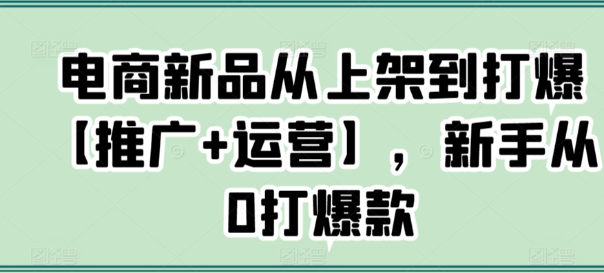 电商新品从上架到打爆【推广+运营】，新手从0打爆款-梦帆创业网