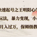 快速起号之王明阳心学3.0玩法，暴力变现，小白轻松月入过万，保姆级教程-梦帆创业网