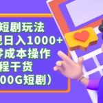 最新短剧玩法，暴力变现轻松日入1000+，私域零成本操作，全程干货（附1400G短剧资源）-梦帆创业网