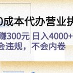 高利润0成本代办营业执照项目：一单赚300元日入4000+不会违规，不会内卷-梦帆创业网