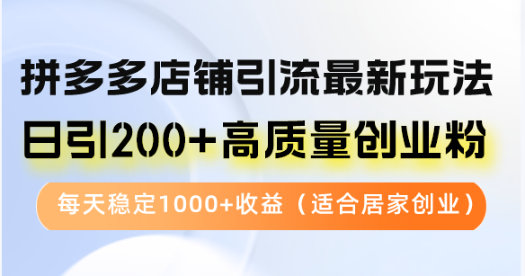 （12893期）拼多多店铺引流最新玩法，日引200+高质量创业粉，每天稳定1000+收益（…-梦帆创业网