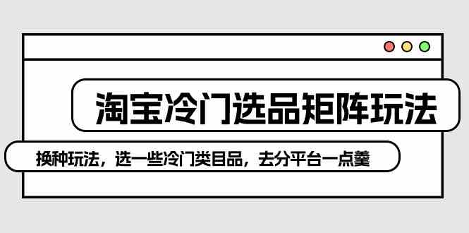 （10159期）淘宝冷门选品矩阵玩法：换种玩法，选一些冷门类目品，去分平台一点羹-梦帆创业网