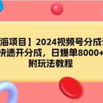 （9308期）【蓝海项目】2024视频号分成计划，快速开分成，日爆单8000+，附玩法教程-梦帆创业网