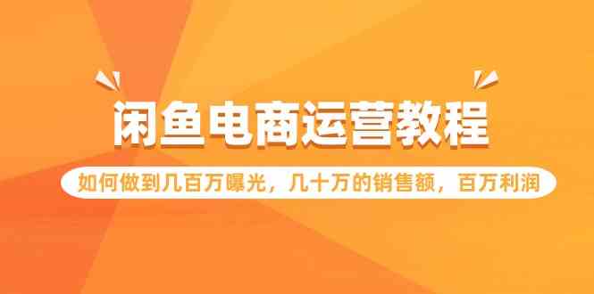 （9560期）闲鱼电商运营教程：如何做到几百万曝光，几十万的销售额，百万利润-梦帆创业网