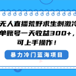 快手半无人直播荒野求生刺激冷门玩法，实测单账号一天收益300+，小白也…-梦帆创业网