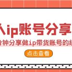 2023个人ip账号分享课，90分钟分享做ip带货账号的经历-梦帆创业网