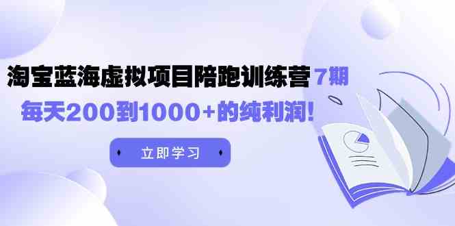（9541期）黄岛主《淘宝蓝海虚拟项目陪跑训练营7期》每天200到1000+的纯利润-梦帆创业网