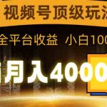（9281期）视频号顶级玩法，无脑月入40000+，一键撸全平台收益，纯小白也能100%原创-梦帆创业网