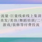 付费流量·巨量线索线上集训营课程，美发/美容/舞蹈培训/二手车/游戏/装修等付费投流-梦帆创业网