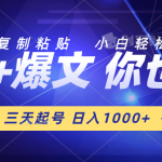 （10446期）三天起号 日入1000+ AI复制粘贴 小白轻松上手-梦帆创业网