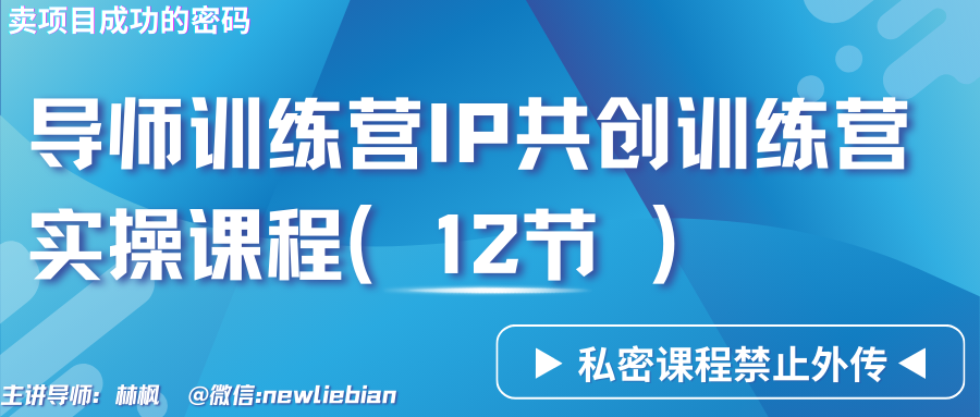 导师训练营3.0IP共创训练营私密实操课程（12节）-卖项目的密码成功秘诀-梦帆创业网