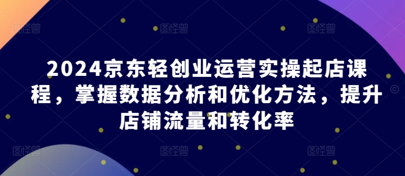 2024京东轻创业运营实操起店课程，掌握数据分析和优化方法，提升店铺流量和转化率-梦帆创业网